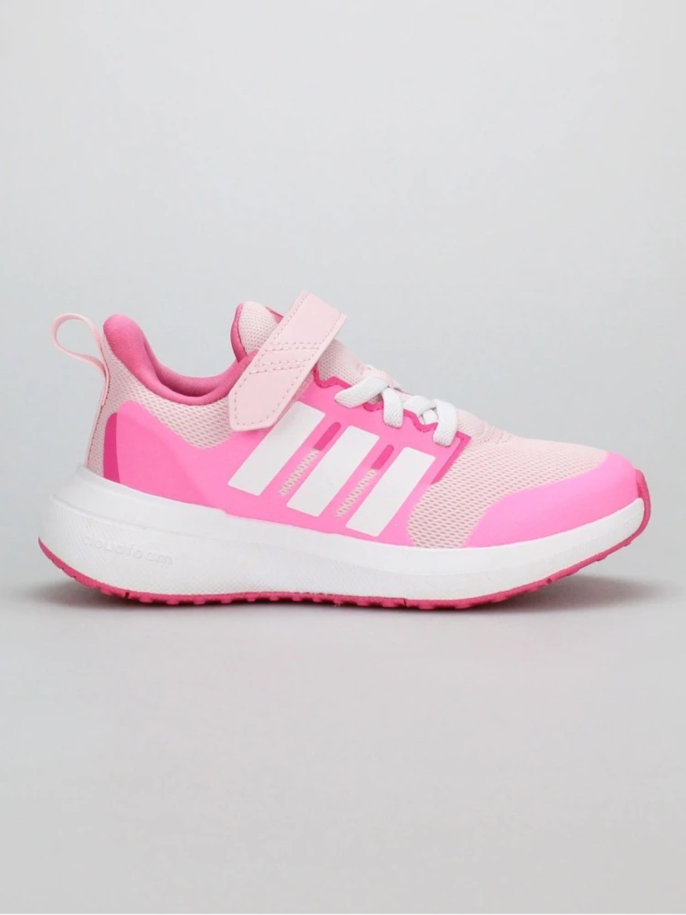 adidas Kids Pink and White Athletic Sneakers with Hook-and-Loop Strap